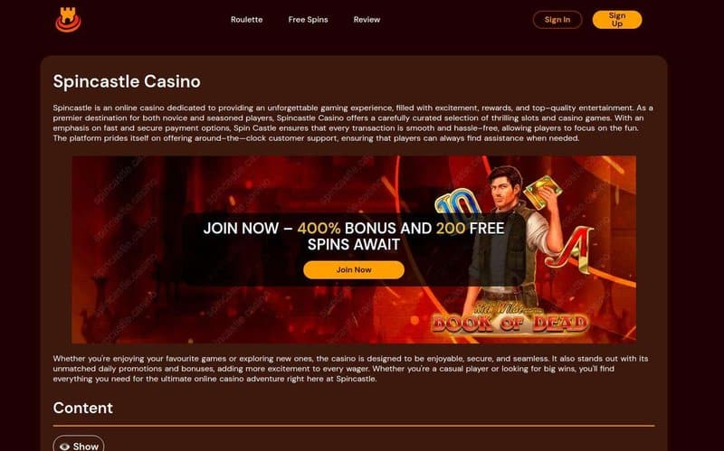 Spin castle login in United Kingdom